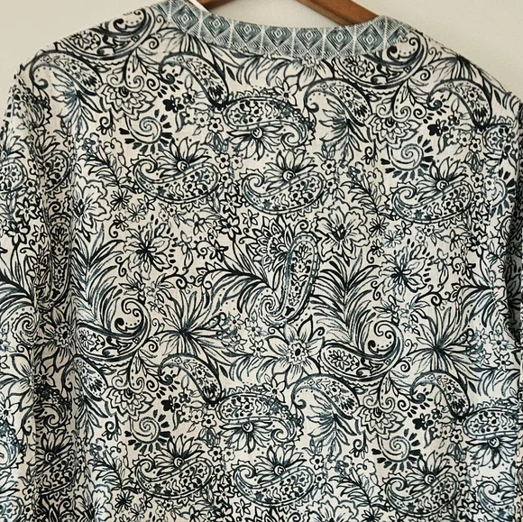 Sigrid Olsen Womens Tunic top XL Linen Floral Boho Beach Resort Lightweight - Picture 5 of 8